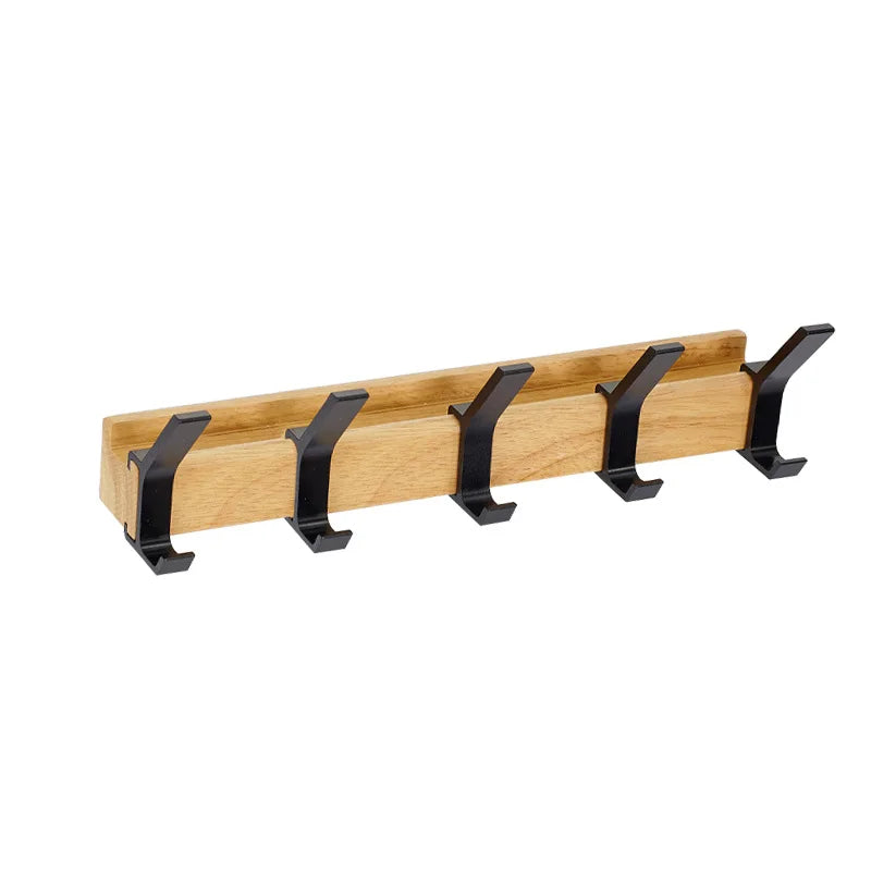 Wandgarderobe mit beweglichen Doppelhaken – Holz & Aluminium