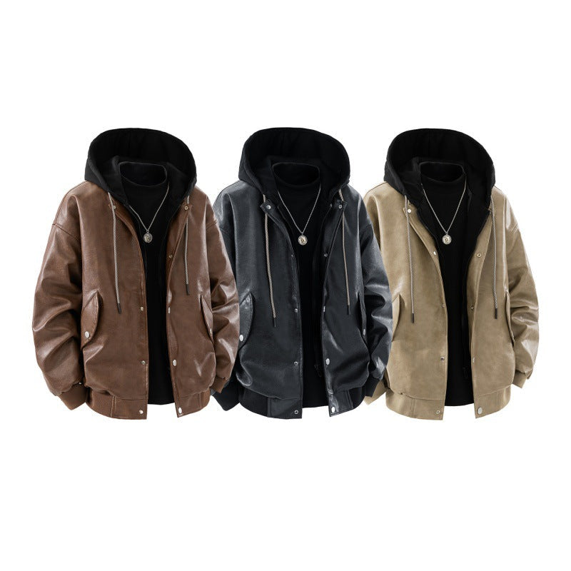 Herren oversized Bomberjacke mit Kapuze, Druckknopfblende und Taschen
