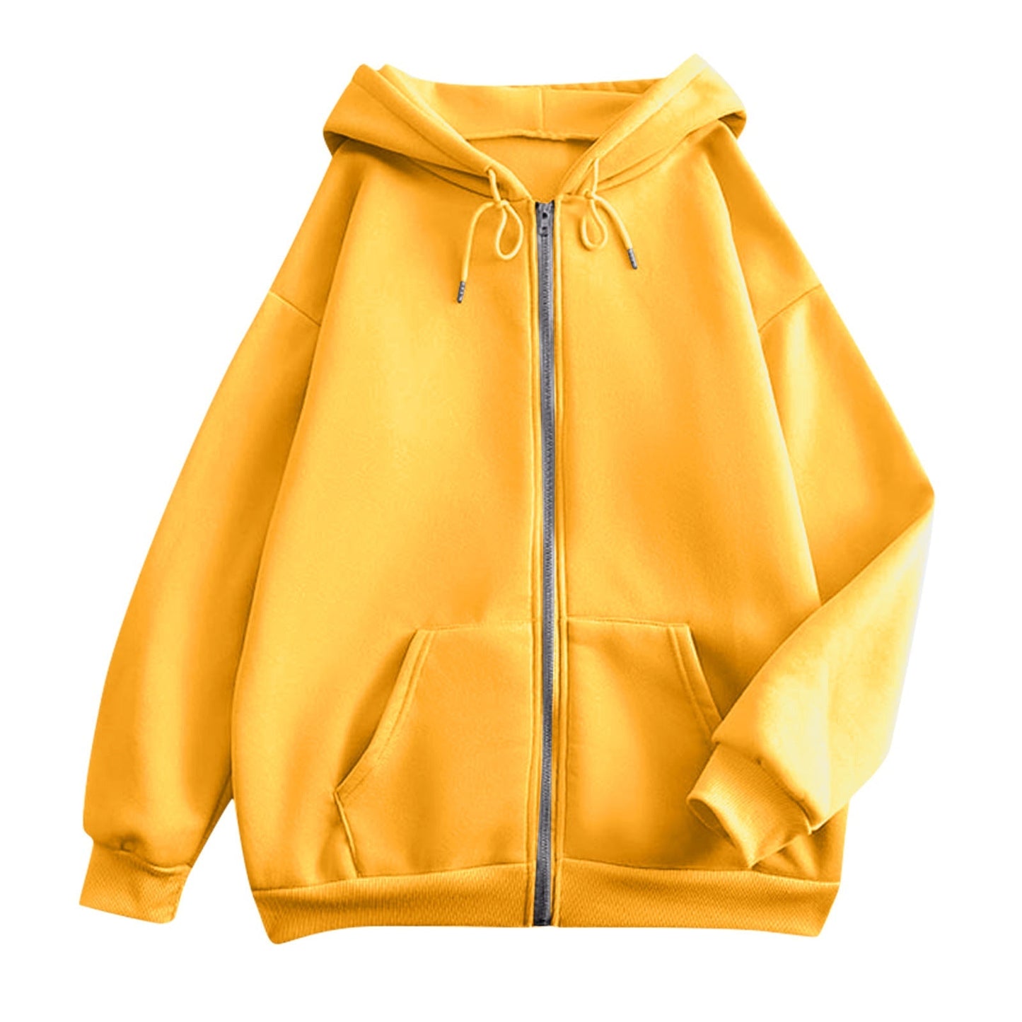 Damen extrabreite Zip-Kapuzenjacke mit Kängurutaschen und gerippten Bündchen