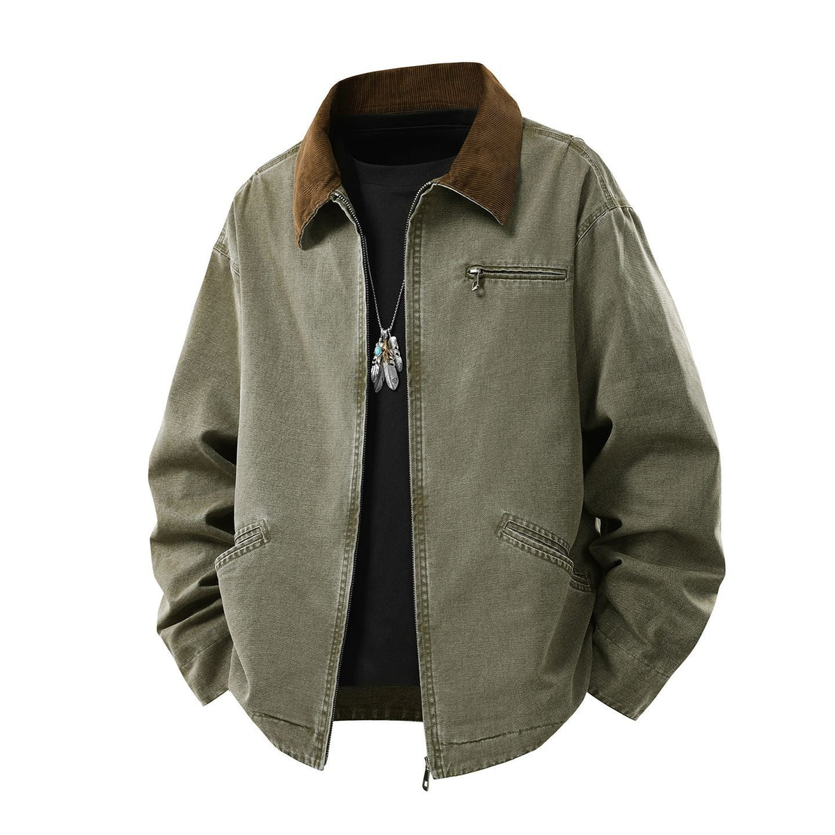 Herren Langarmjacke mit Kragen und Taschen