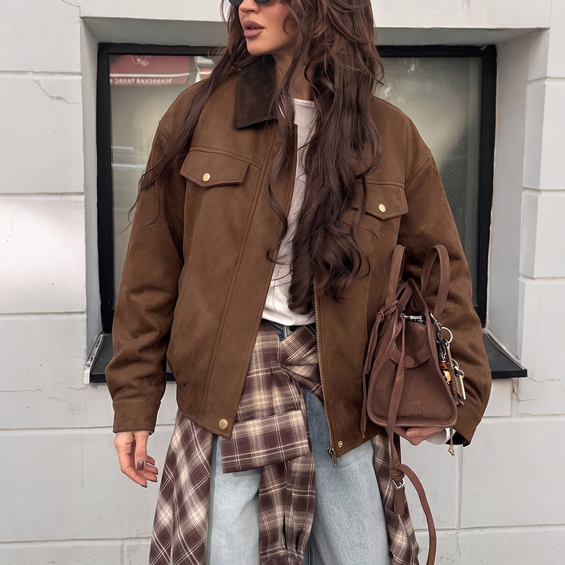 Damen Kurzjacke mit Klappentaschen und Reißverschluss