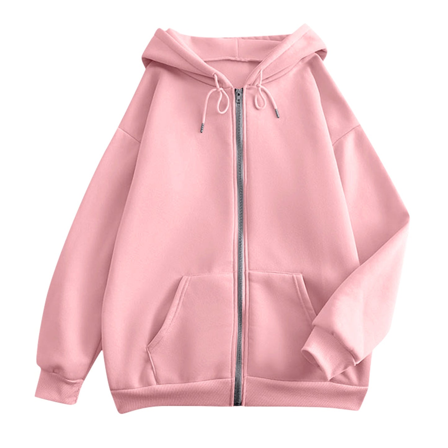 Damen extrabreite Zip-Kapuzenjacke mit Kängurutaschen und gerippten Bündchen