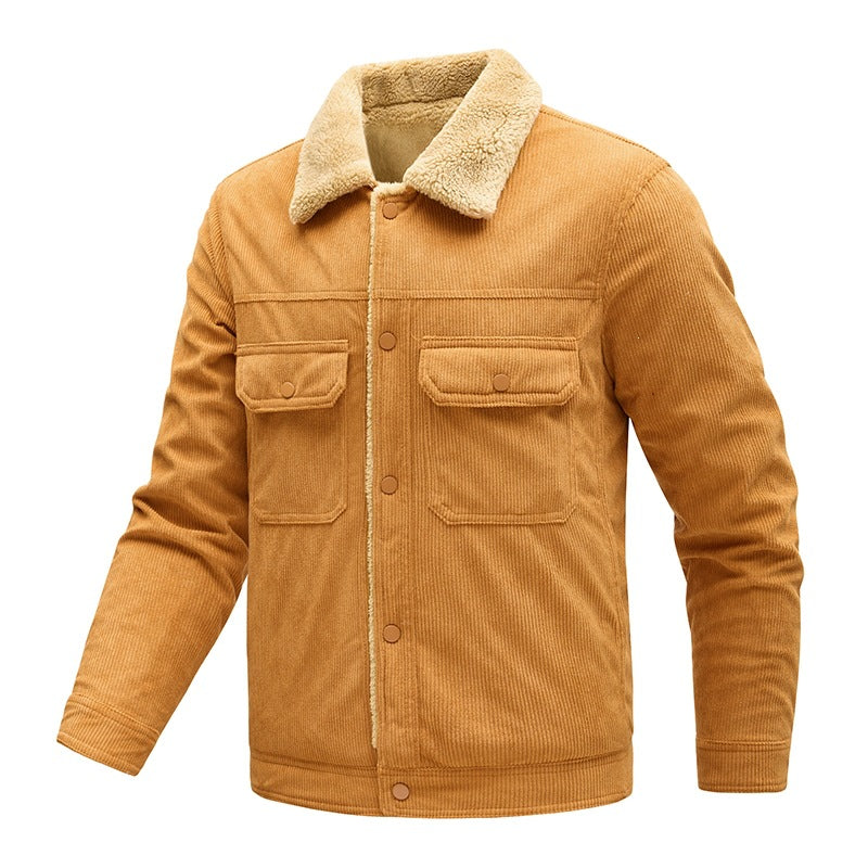 Herren Langarmjacke mit Knöpfen und Taschen