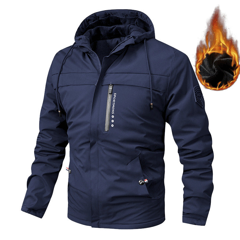 Herren thermisch gefütterte Softshelljacke mit Kapuze und Reißverschluss-Brusttasche