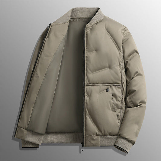 Herren Langarm Steppjacke mit Knöpfen und Taschen