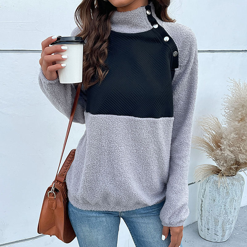 Damen Langarm Pullover mit Knöpfen