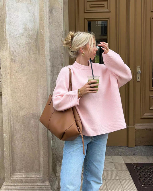 Caylin | Damen Pullover mit Rundhalsausschnitt und langen Ärmeln