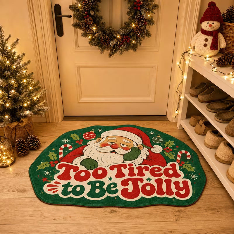 Dekorative Weihnachts-Fußmatte | Weihnachtsmann- & Schneemann-Motiv | Leicht zu reinigen