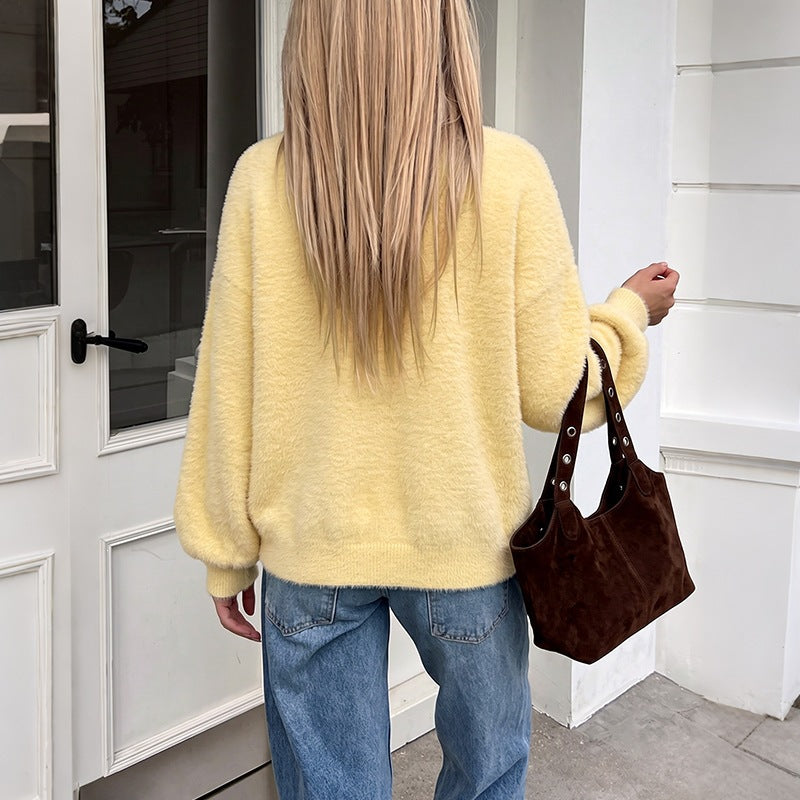 Damen Cardigan mit V-Ausschnitt, Taschen und Knöpfen
