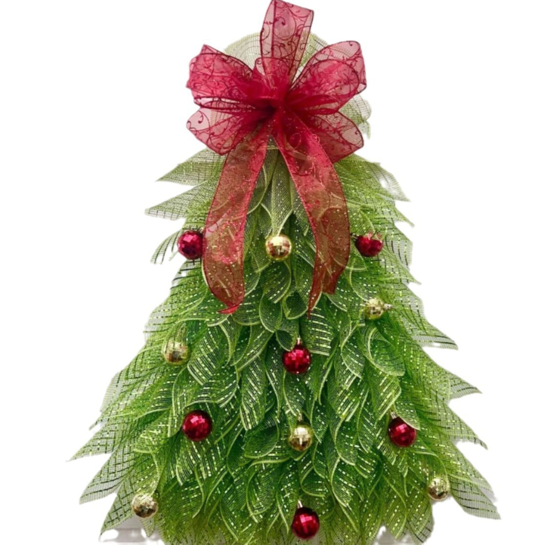 Weihnachtsbaum-Wandbehang | Geschichtete Blätter | Rote & goldene Ornamente