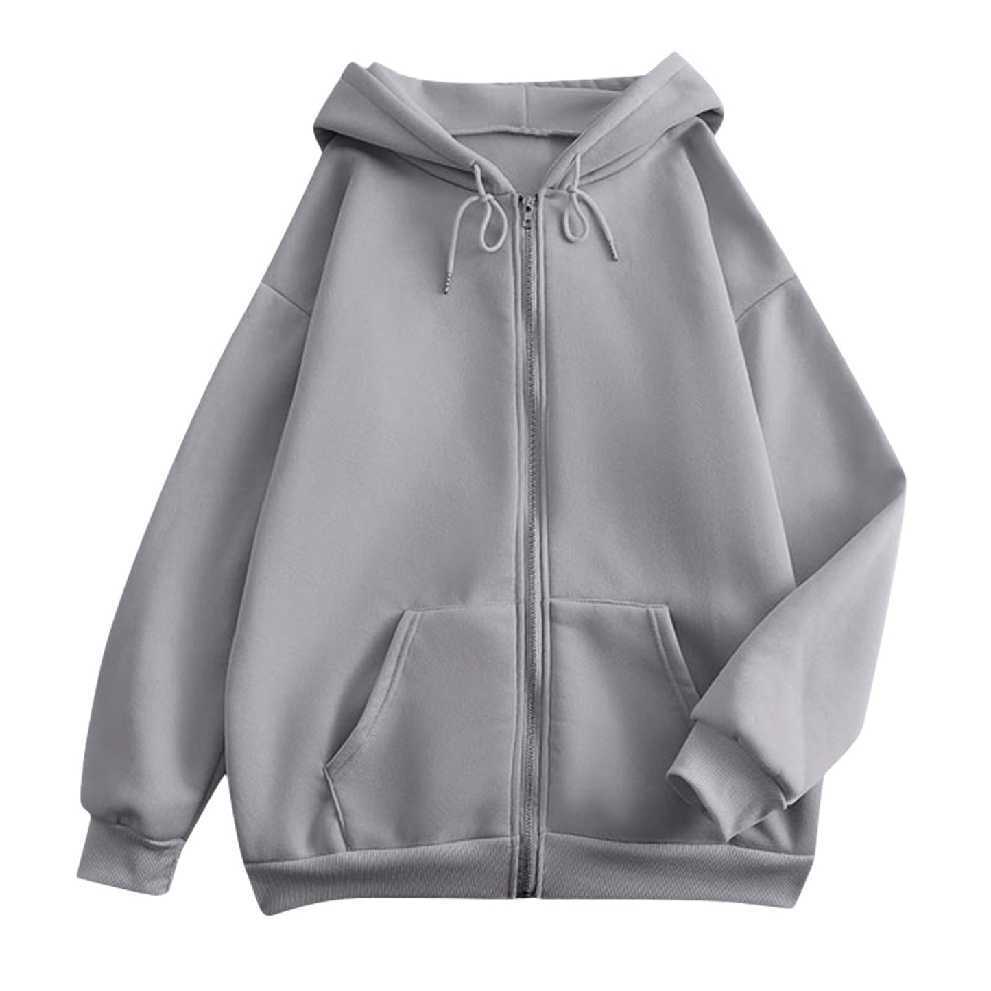 Damen extrabreite Zip-Kapuzenjacke mit Kängurutaschen und gerippten Bündchen