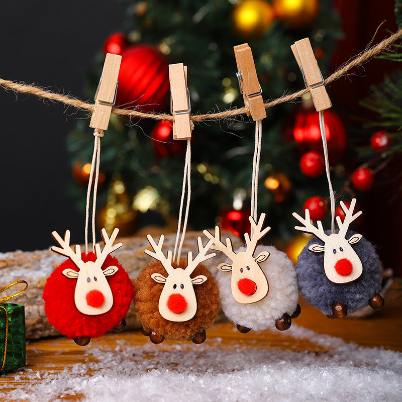 Rentier-Dekofigur | Handgefertigtes Design | Stoff & Holz | Weihnachtsdekoration