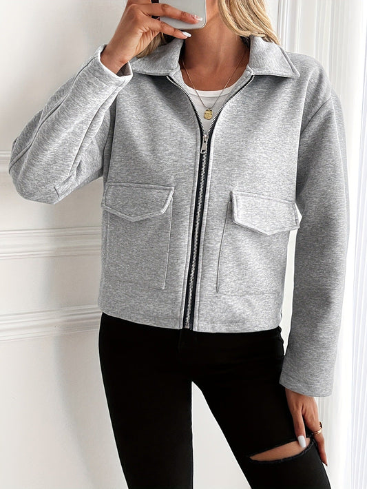 Damen Fleecejacke mit Reißverschluss und Klappentaschen