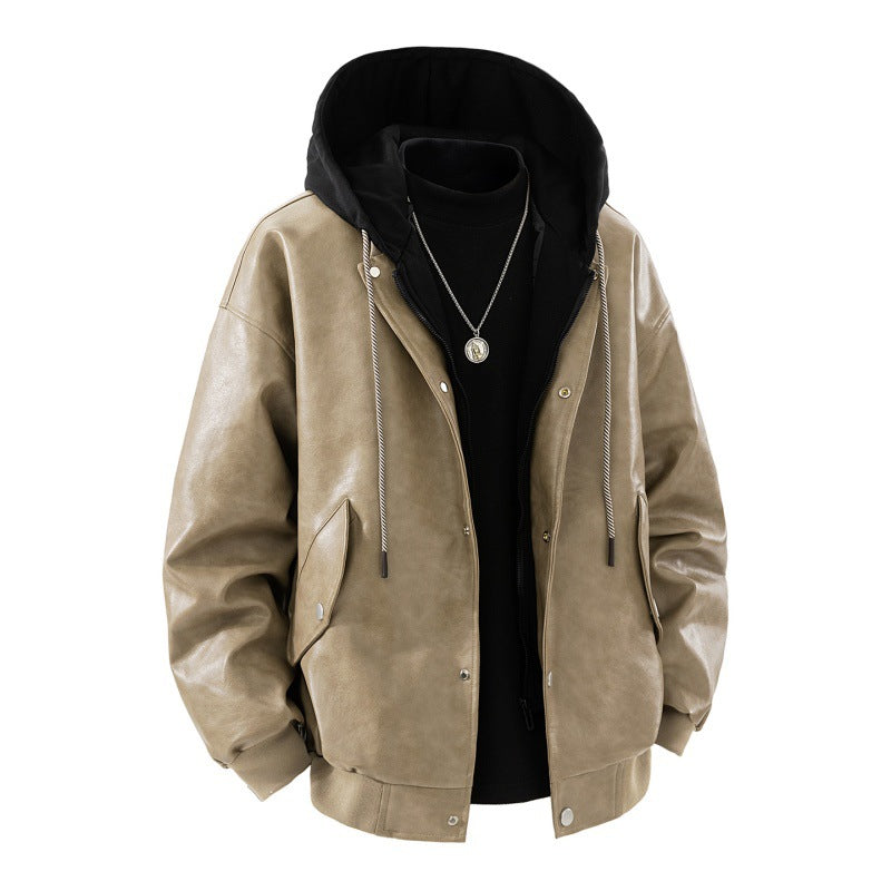 Herren oversized Bomberjacke mit Kapuze, Druckknopfblende und Taschen