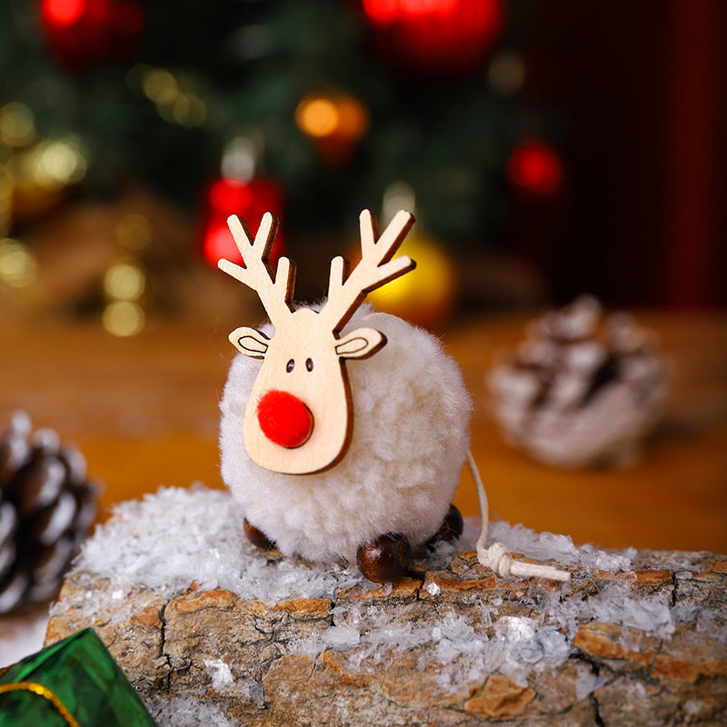 Rentier-Dekofigur | Handgefertigtes Design | Stoff & Holz | Weihnachtsdekoration
