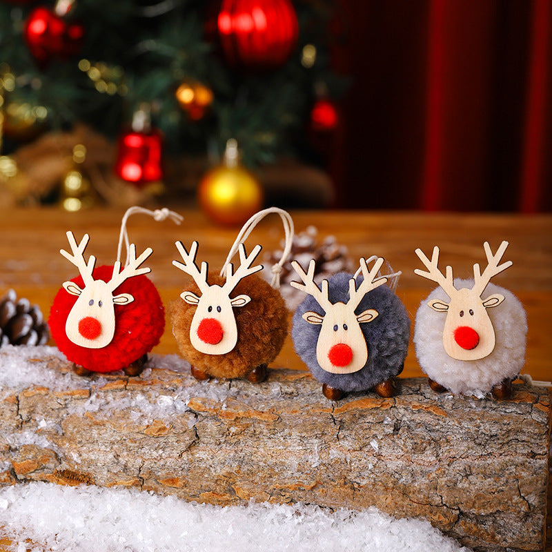 Rentier-Dekofigur | Handgefertigtes Design | Stoff & Holz | Weihnachtsdekoration