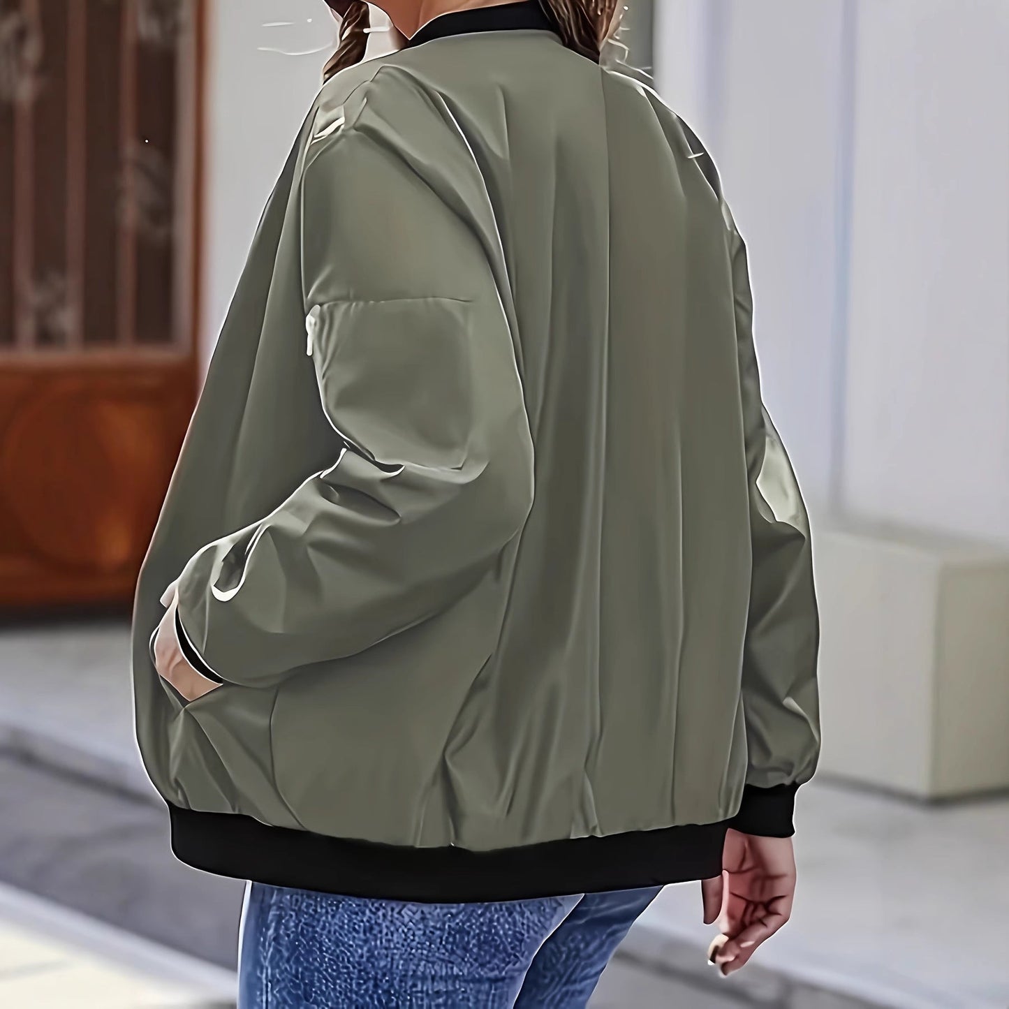 Damen Bomberjacke mit praktischen Taschen und Reißverschluss