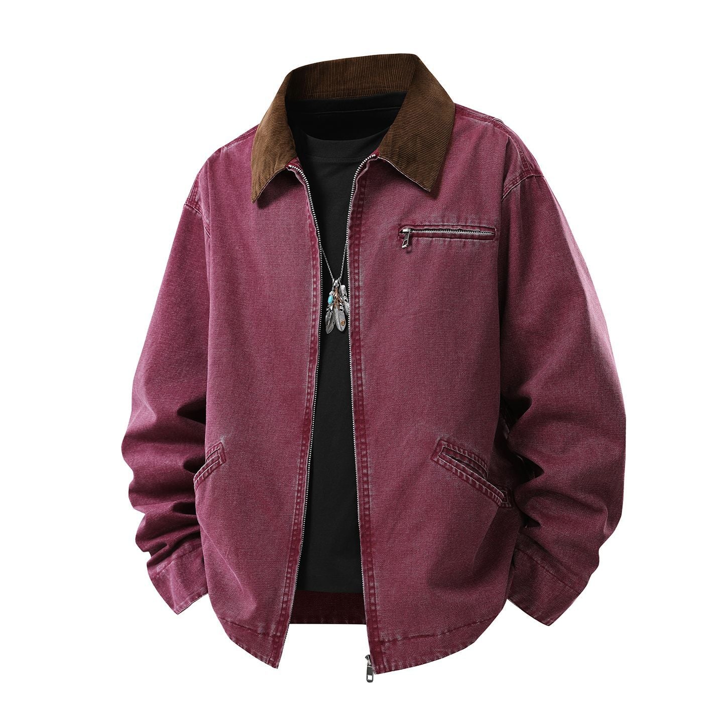 Herren Langarmjacke mit Kragen und Taschen
