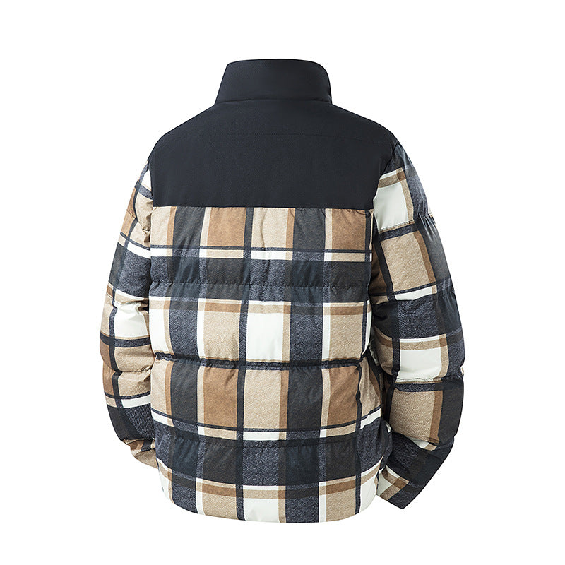 Herren Karierte Kurze Steppjacke mit Taschen