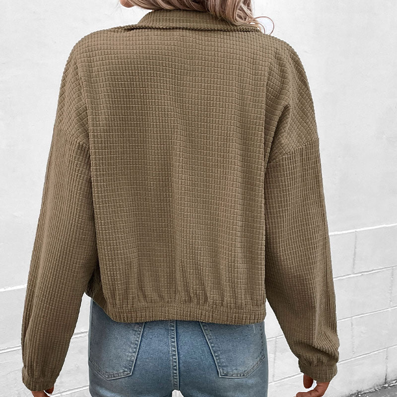 Damen Cropped Langarmjacke mit Taschen