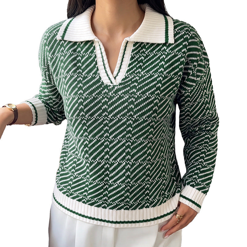 Damen V-Ausschnitt Langarmpullover