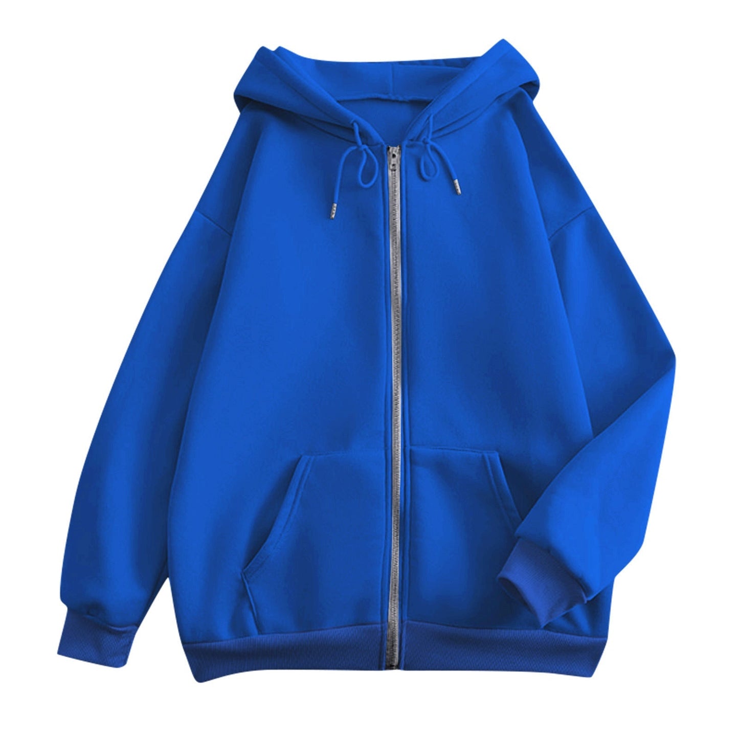 Damen extrabreite Zip-Kapuzenjacke mit Kängurutaschen und gerippten Bündchen