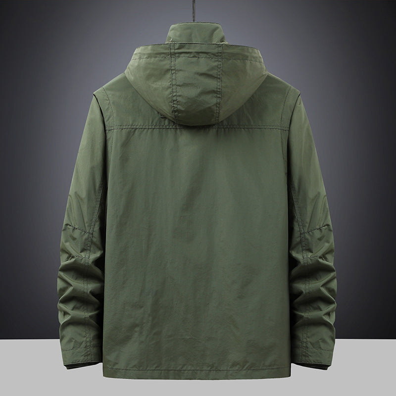 Herren multifunktionale Fieldjacke mit Kapuze und Taschen