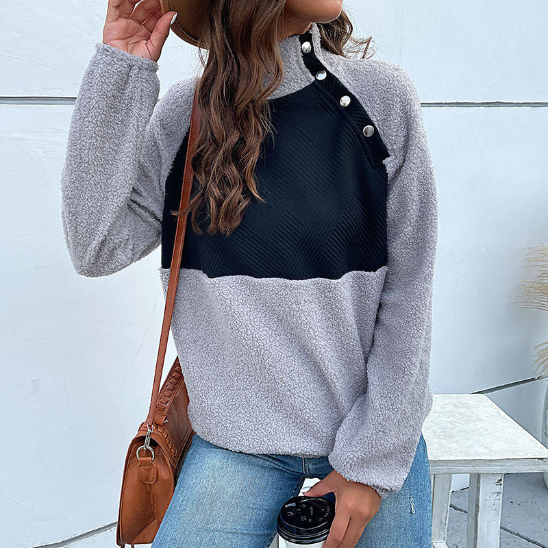 Damen Langarm Pullover mit Knöpfen