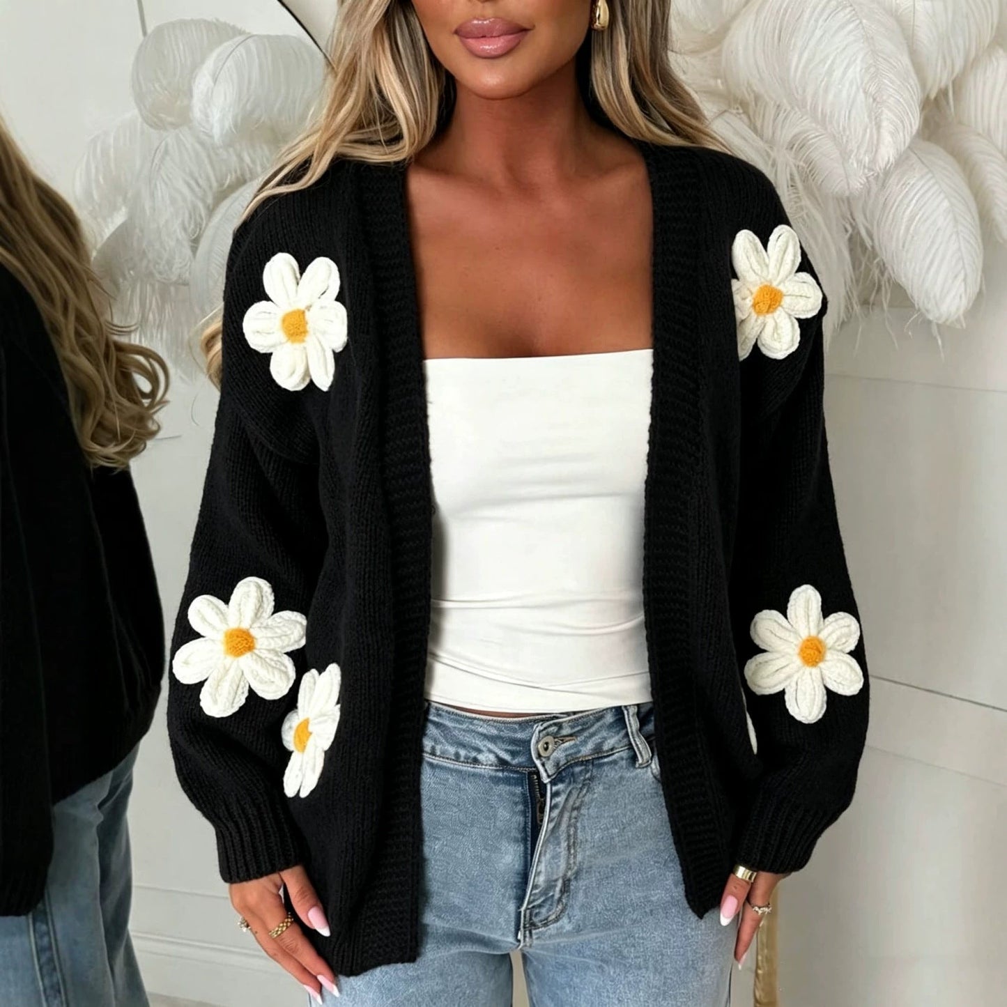 Laura | Damen Oversized Langarm-Cardigan