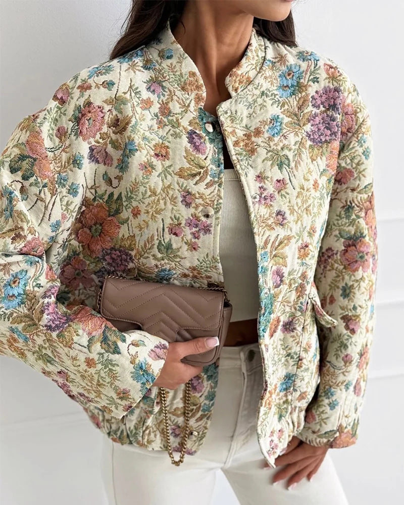 Damen Langarm-Jacke mit Knöpfen