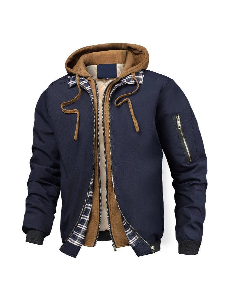 Herren Jacke mit Kapuze, Taschen und Tunnelzug