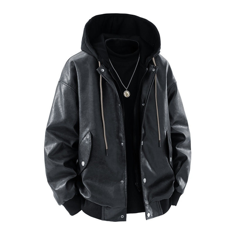 Herren oversized Bomberjacke mit Kapuze, Druckknopfblende und Taschen