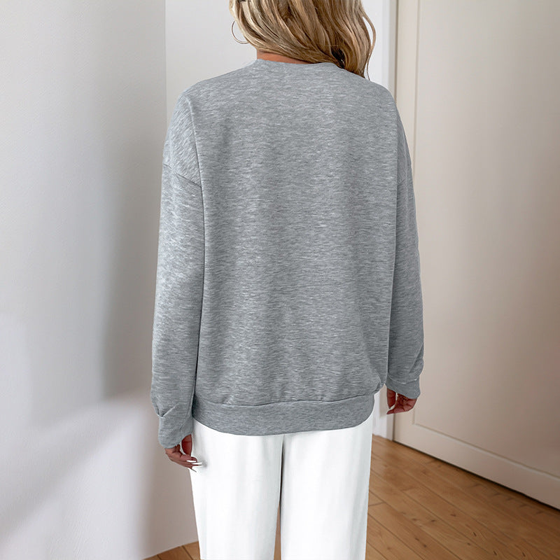 Damen Rundhals Langarm-Sweatshirt mit Pailletten