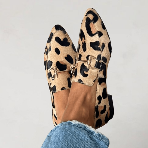 Loafer mit Animal-Print Damen – Bedruckte Oberfläche mit metallischem Frontdetail