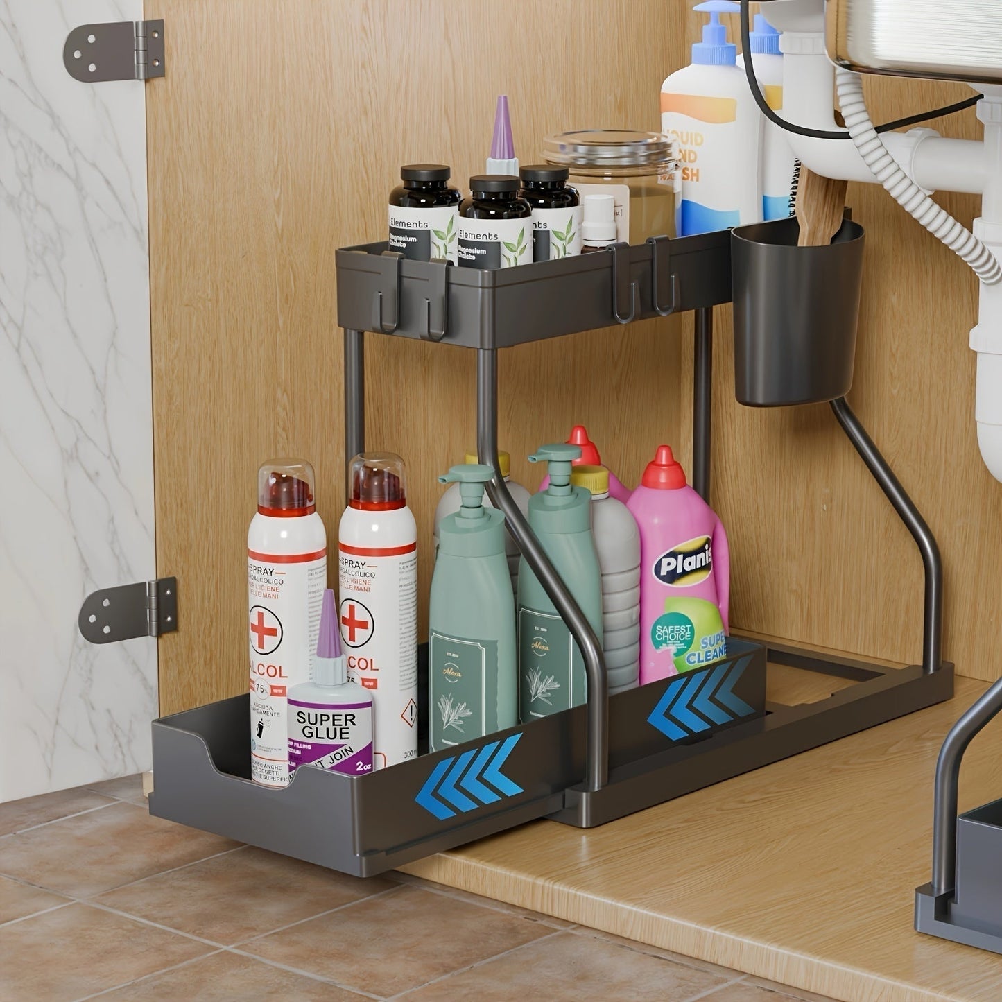 Küche & Spülbecken Organizer | 2-stufig mit Schublade | Ohne Bohren | OrganaShelf