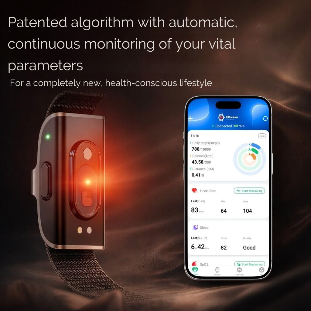 Fitness Tracker mit Herzfrequenz, Blutdruck & Schlaftracking | App Auswertung | Wasserfest | SleepVanta