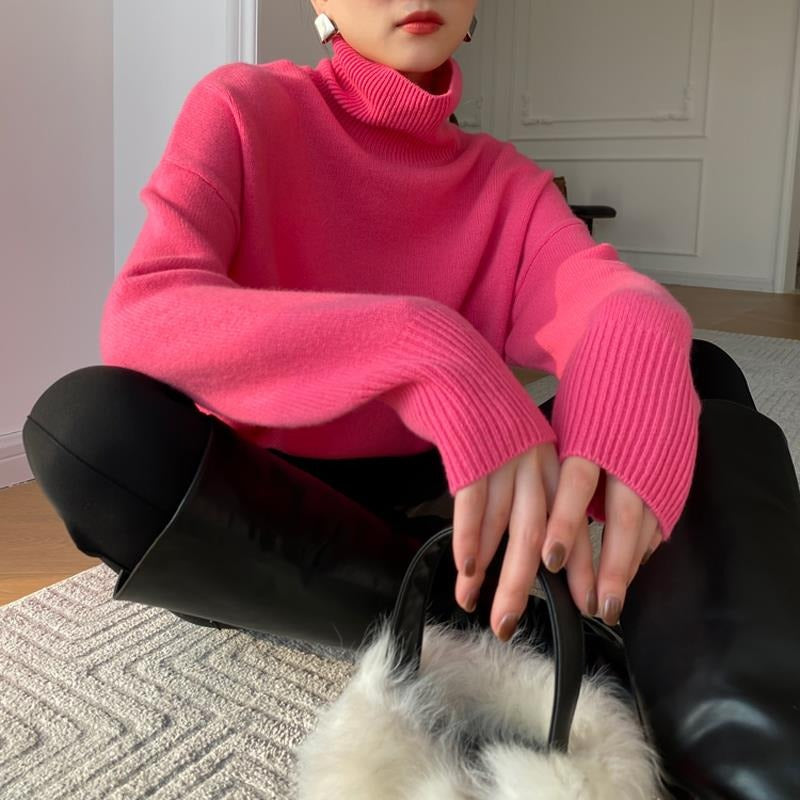 Damen Langarm-Turtleneck-Pullover