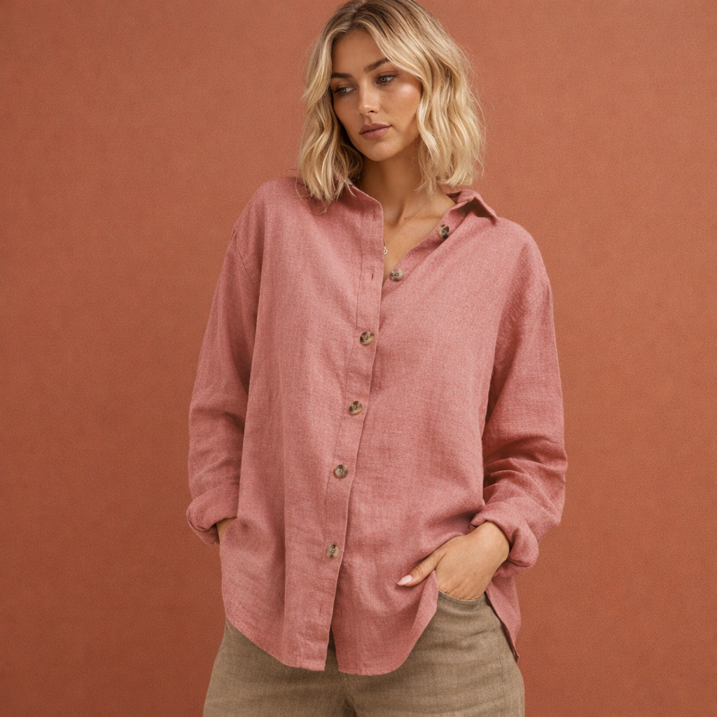 ESMÉE | Leinenlook-Bluse mit Knopfverschluss für Damen