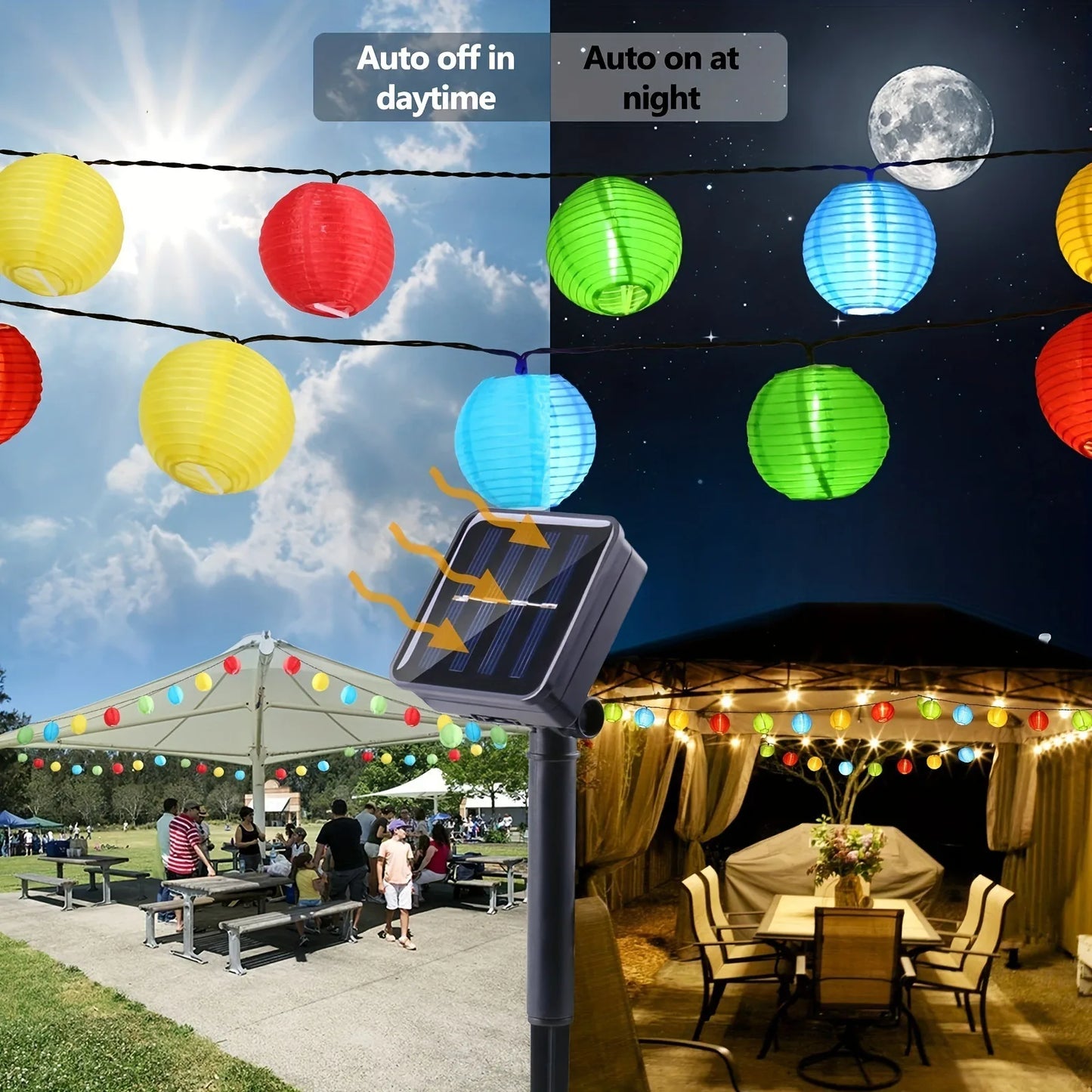 Solar-Laternenlichterkette mit LED – IP65 wasserdicht