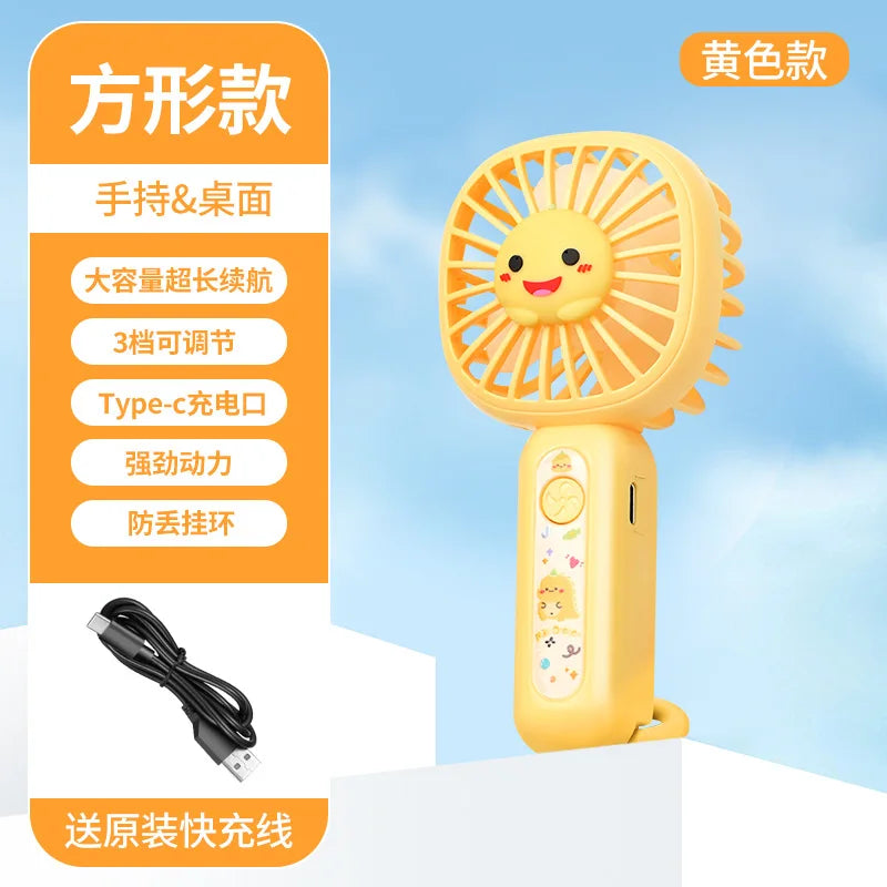 CooliFan Mini Handventilator | USB Wiederaufladbar | Leise & Kompakt | Cartoon-Stil | Perfekte Geschenkidee