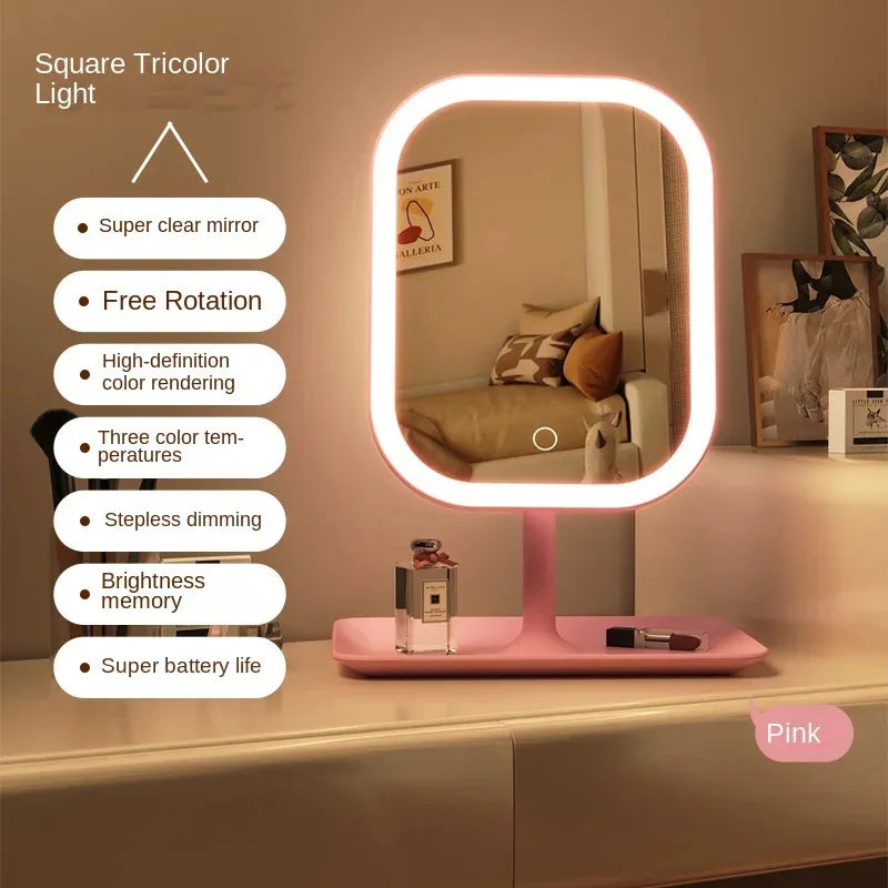 LED Schminkspiegel mit 3 Lichtfarben und Touch-Bedienung