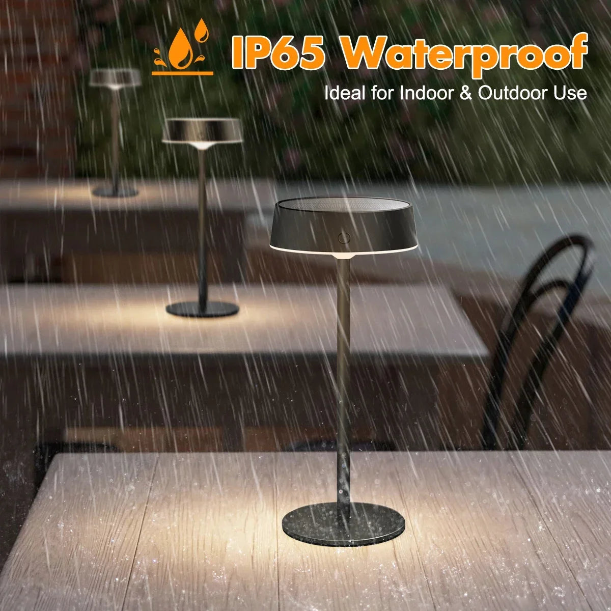 Kabellose LED Tischlampe Solar – dimmbar, 3 Lichtfarben, IP65
