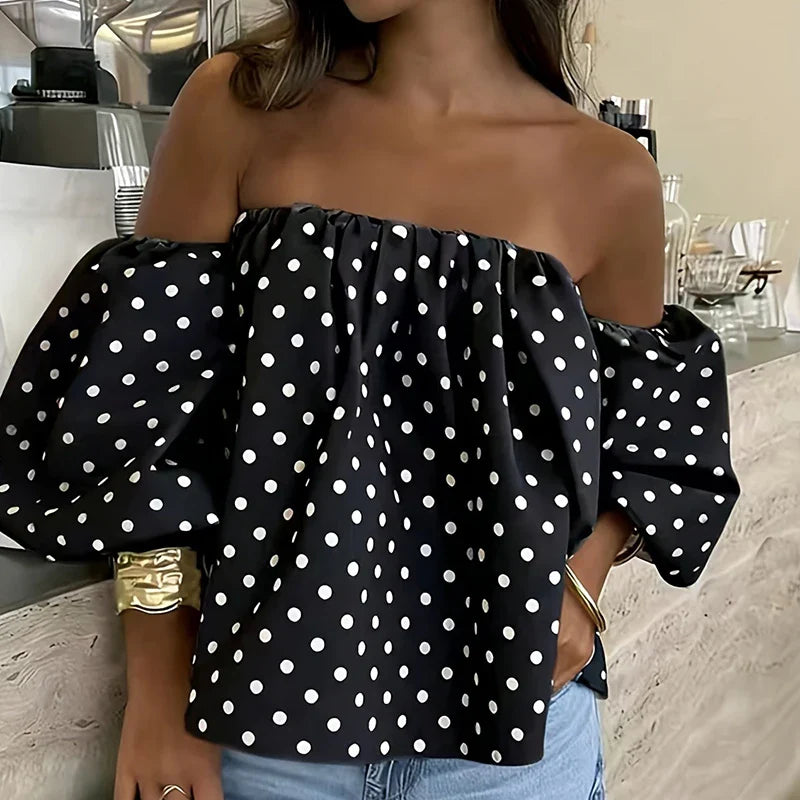 Anna | Gepunktetes Off Shoulder Top