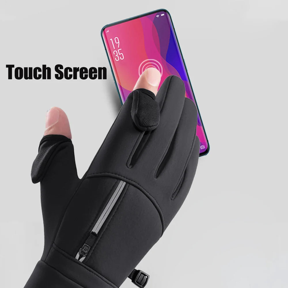 FrostGrip | Winterhandschuhe mit umklappbaren Fingerspitzen | Wasserdicht, Winddicht & Touchscreen-kompatibel | M–XL