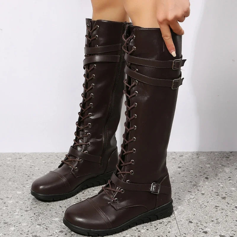 Damen Schnürstiefel mit Gürtel