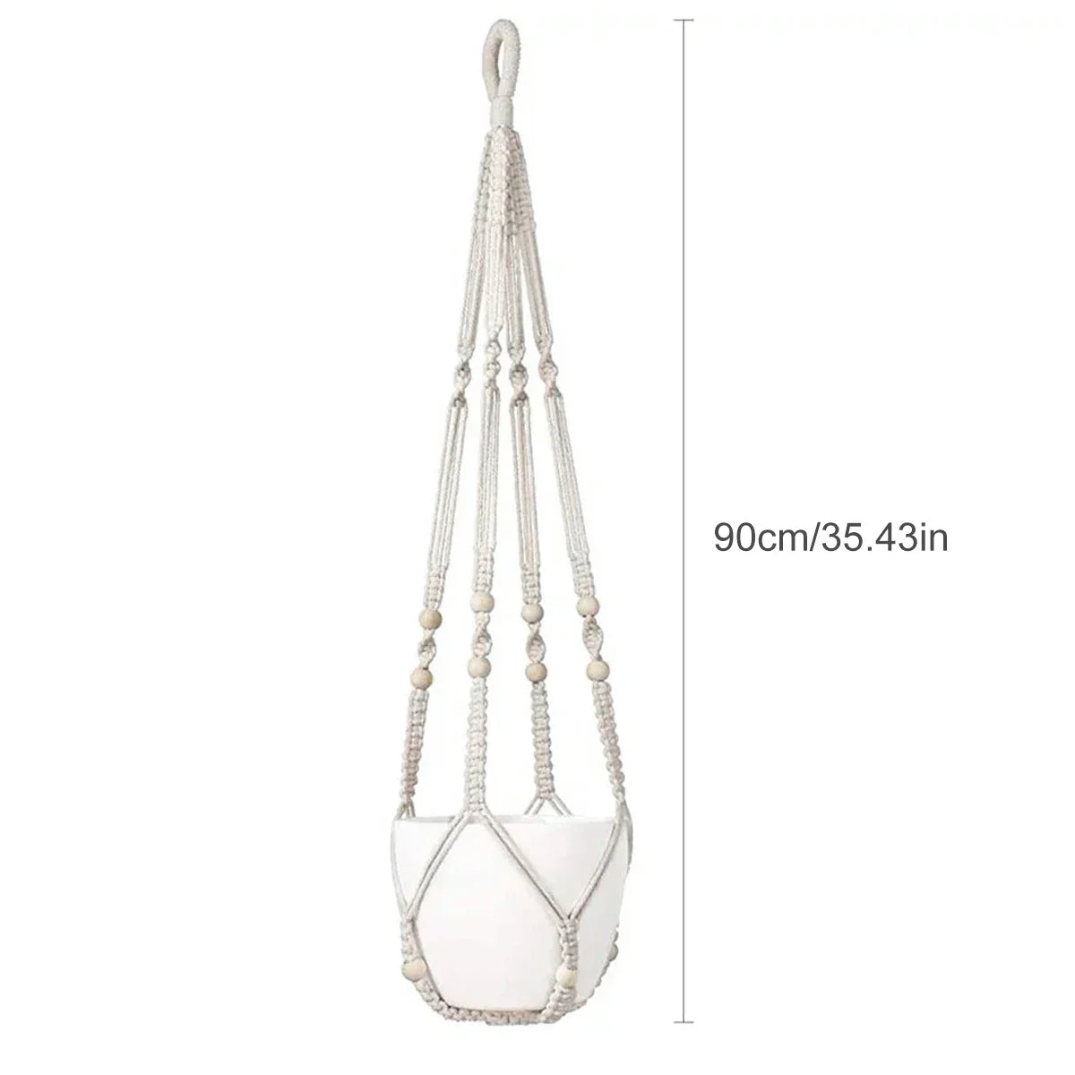 Naturéa Living Makramee-Pflanzenhänger | 90 cm Baumwolle | Für Blumentöpfe von 3–12 Zoll geeignet | Boho-Stil
