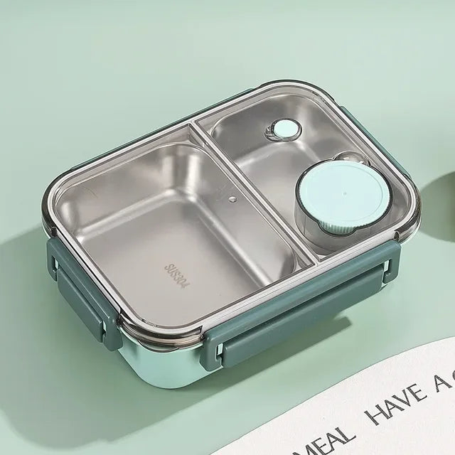 Lunchbox Edelstahl isoliert mit Bento-Fächern