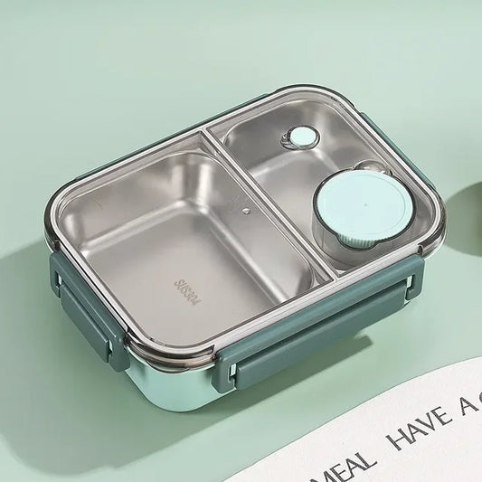 Lunchbox Edelstahl isoliert mit Bento-Fächern