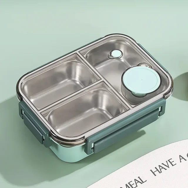 Lunchbox Edelstahl isoliert mit Bento-Fächern