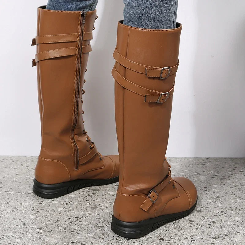 Damen Schnürstiefel mit Gürtel